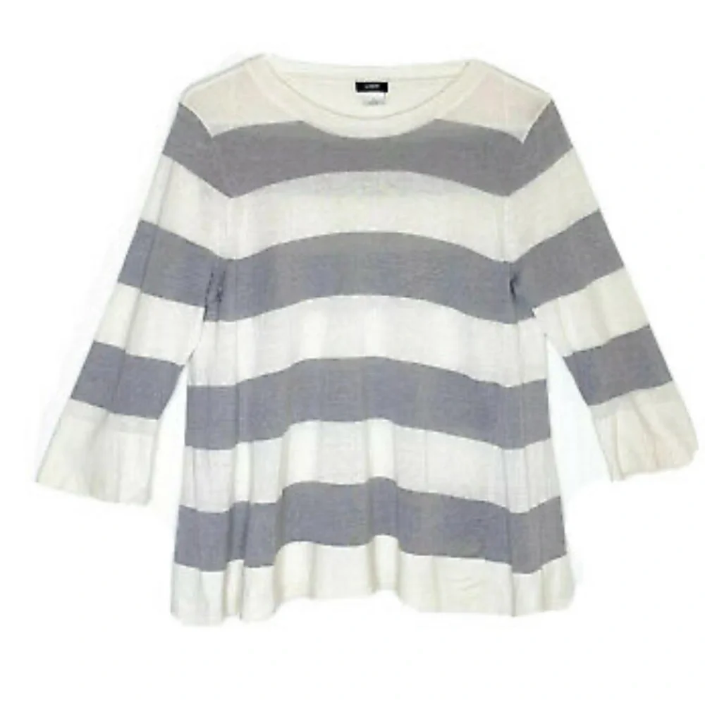 J. Crew Swingtime Striped Silk/Linen Pullover